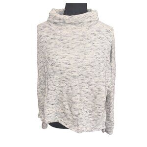 J. Crew Women VTG Fleece Knit Pullover Sweater XL Gray Marled High Neck Outdoor